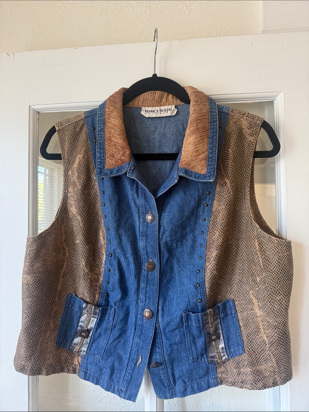 Y2K Nancy Bolen city girl denim top